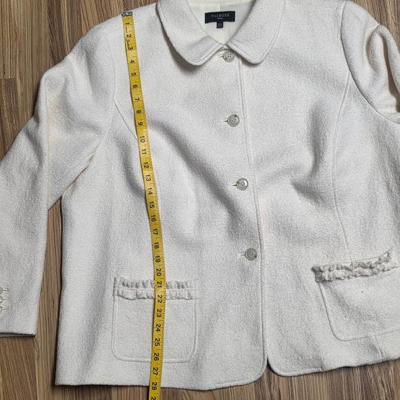Talbots Women's Ivory Wool blend Cream Jacket Blazer Button Lined Size 24W NWOT - Picture 5 of 8